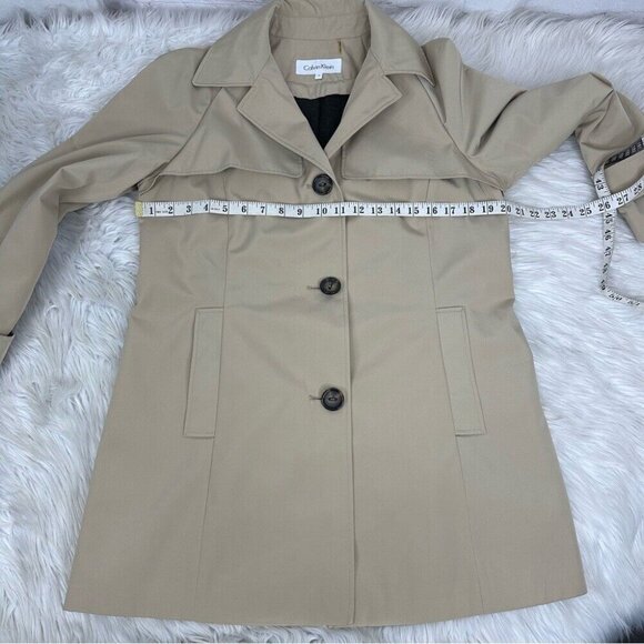 Calvin Klein Women’s Tan Contemporary Removable Lining Winter Trench Coat S/C40 - Picture 13 of 16